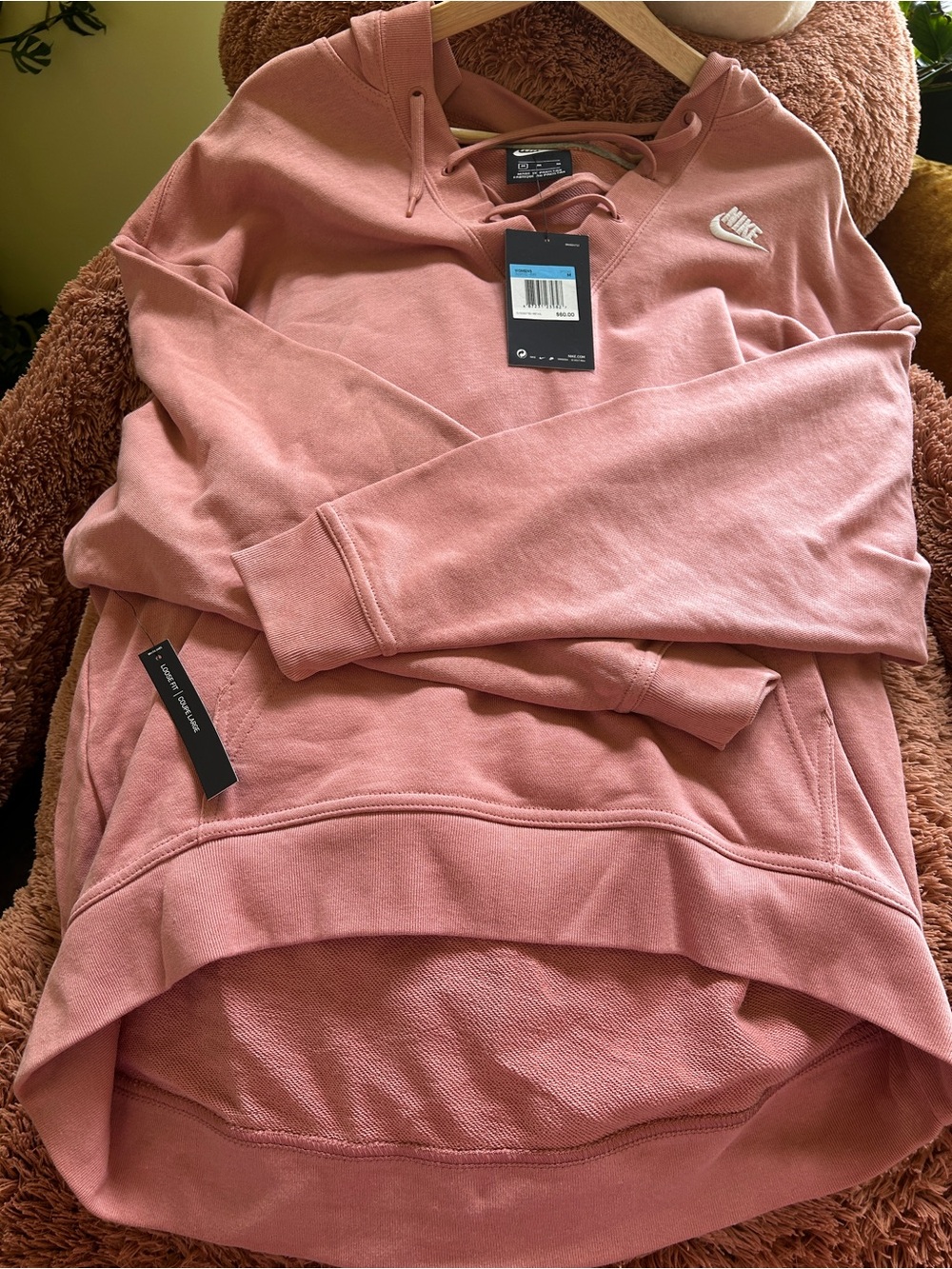 Nike Women’s Dusty Pink Lace-Up Crewneck Sweatshirt